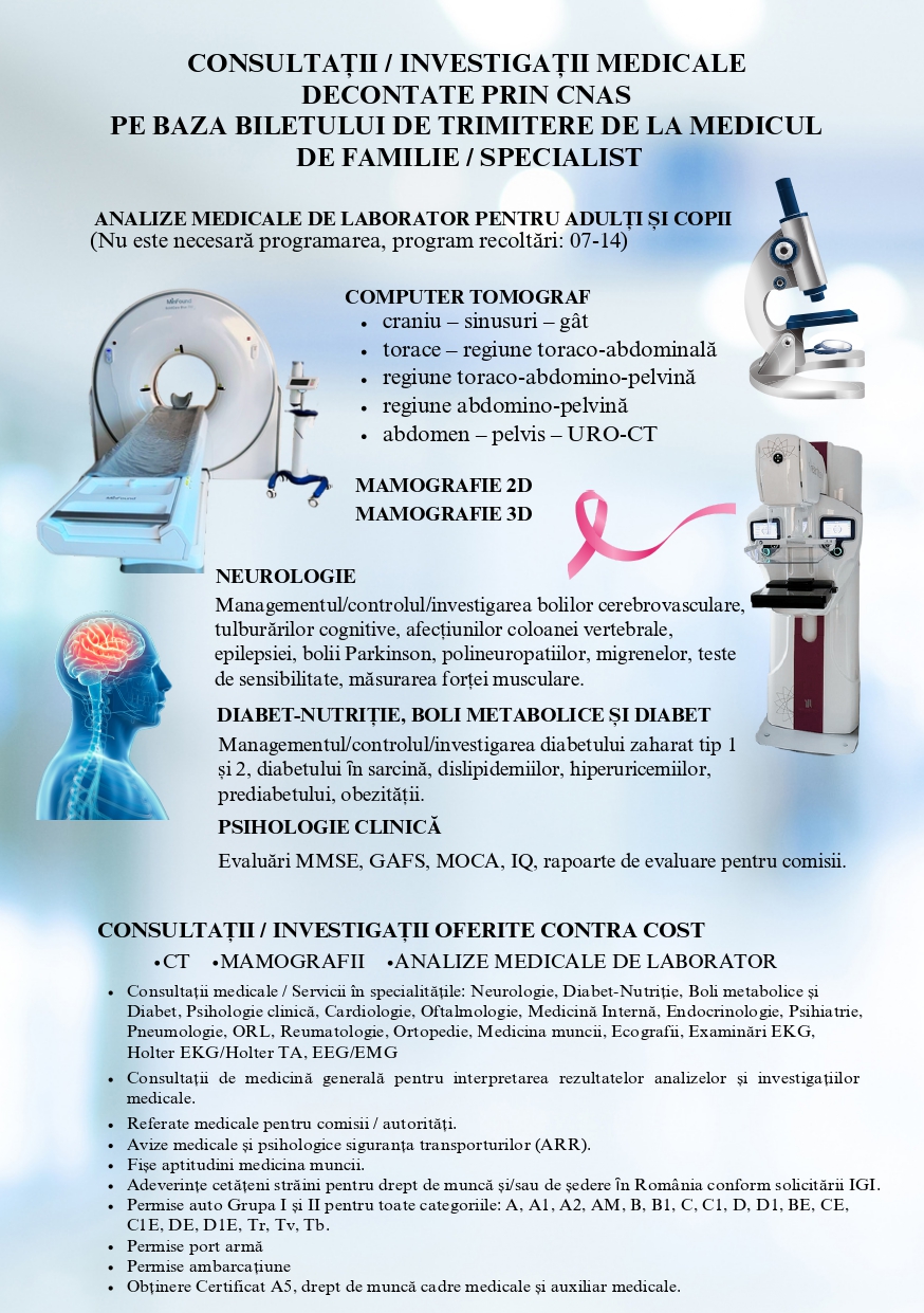 Prezentare servicii Policlinica Salvosan Ciobanca Cluj